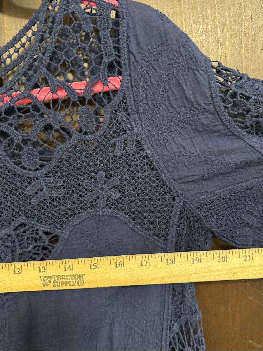 Cupio Crochet Lace Navy Blue Blouse size Medium Cottagecore - Picture 7 of 8